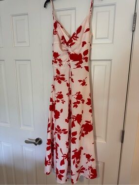 Red Floral Slip Dress - Women's Elegant Summer Dress